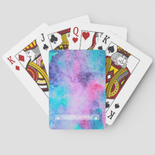 Hübsch rosa Blau Lila Salzwasser Monogramm Spielkarten