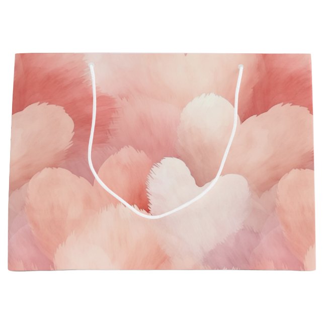 Hübsch rosa, blaue Herzen Große Geschenktüte (Vorderseite)