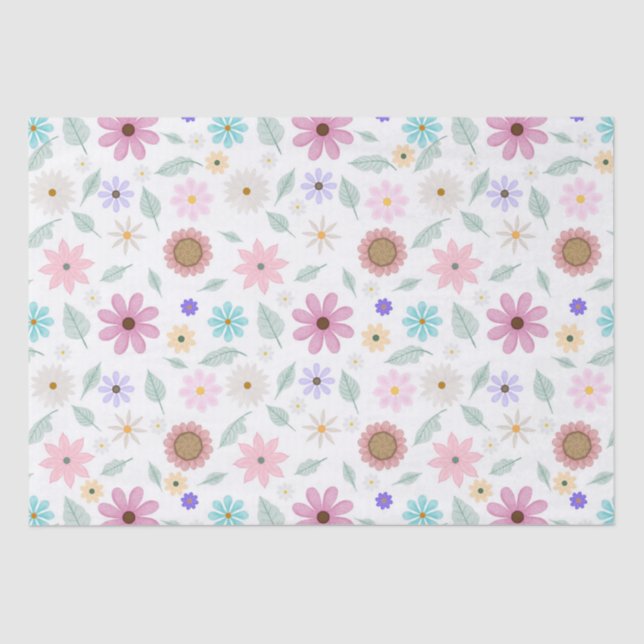 Hübsch rosa Blume Groovy Retro Design Seidenpapier (Vorderseite)
