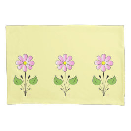 Hübsch rosa Blume Muster Gelb Blau Niedlich Kissenbezug