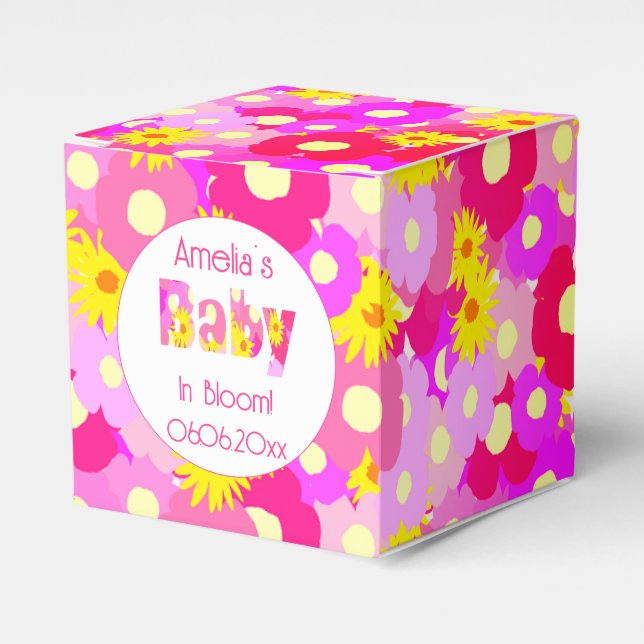 Hübsch rosa Blume Personalisiert Babydusche Geschenkschachtel (Vorderseite)
