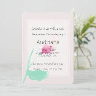 Hübsch Rosa Blume Rosa Rosa am 16. Geburtstag Einladung