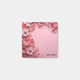 Hübsch rosa Blumendesign im rosa Hintergrund Post-it Klebezettel