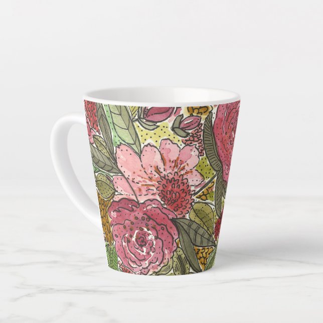 Hübsch rosa Blumengarten  Milchtasse (Linke Ecke)