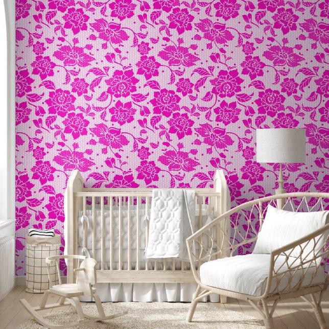 Hübsch rosa Blumenlatte Tapete (Kinder)