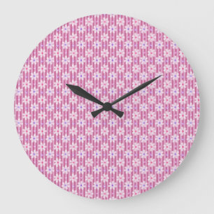 Hübsch rosa Blumenmuster Große Wanduhr