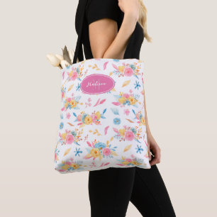 Hübsch rosa Blumenmuster Mit Monogramm