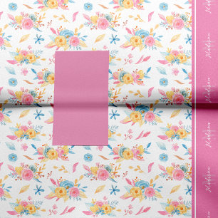 Hübsch rosa Blumenmuster Mit Monogramm Seidenpapier