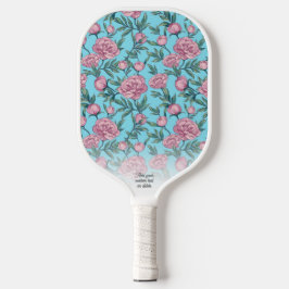 Hübsch rosa Blumenmuster Personalisierter Textname Pickleball Schläger