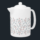 Hübsch rosa Blumenmuster Teapot<br><div class="desc">Hübsches rosa Blumenmuster Custom Monogram. Im französischen Landstil sind die Blume rot und blau. Schöne Zuhause-Einrichtung mit weißer Farbe. Florale und Blattwerk. Handgezeichnete Blumenzeilenkunst mit Wasserfarbendetails. Dieses mädchenhafte französische Landdesign ist großartig für viele Geschenke und Anlässe. Genießen Sie einen trendigen und eleganten Druck für Ihre nächste Geschenkidee, für sich selbst,...</div>