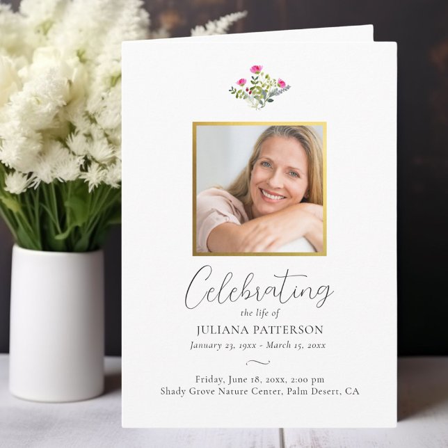 Hübsch rosa Blumenorden der Begräbnisfeier Fotos Programm (Von Creator hochgeladen)