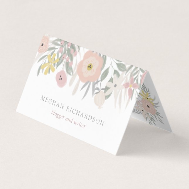 Hübsch rosa Blumenstrauß auf Weiß Visitenkarten (Vorderseite)