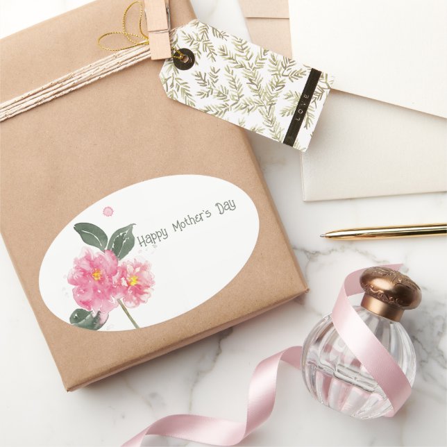 hübsch rosa Camelia Ovaler Aufkleber (Schenken)