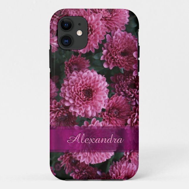 Hübsch-rosa Chrysanthemum-Blume personalisiert Case-Mate iPhone Hülle (Rückseite)