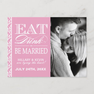 Hübsch rosa Damask Save the Date Ankündigungspostkarte