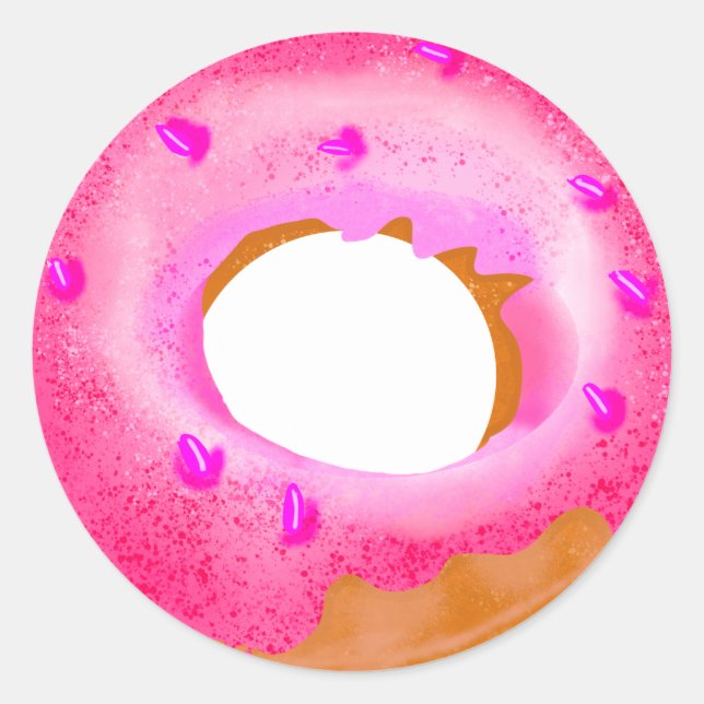 Hübsch-Rosa-Donut-Wall-Aufkleber Runder Aufkleber (Vorderseite)