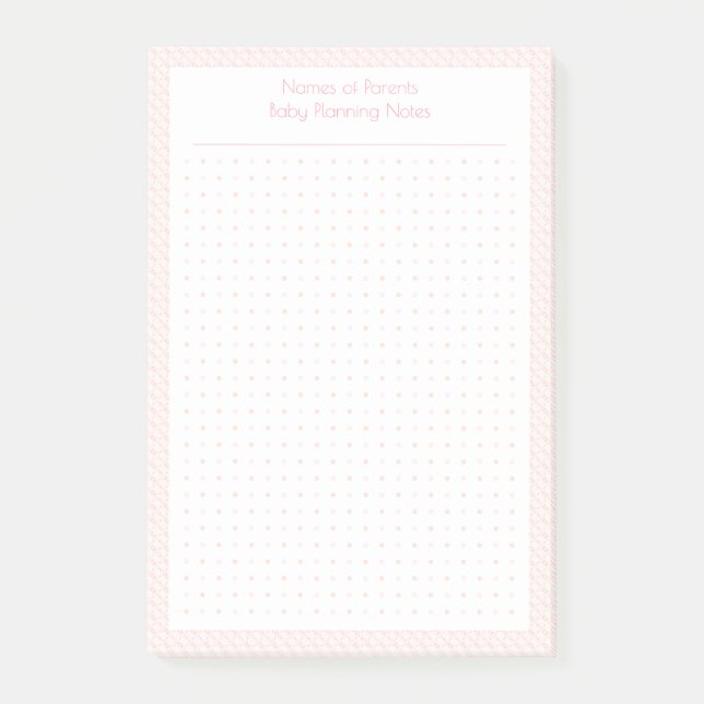 Hübsch rosa Dot Grid neuer Baby Plan Planer Post-it Klebezettel (Vorderseite)