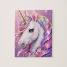 Hübsch rosa Einhorn mit Name Puzzle