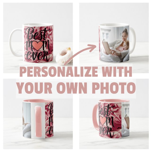 Hübsch rosa Elegante Die beste Mama für alle Zeite Kaffeetasse (Pretty Pink Elegant Best Mom Ever Floral Mug)