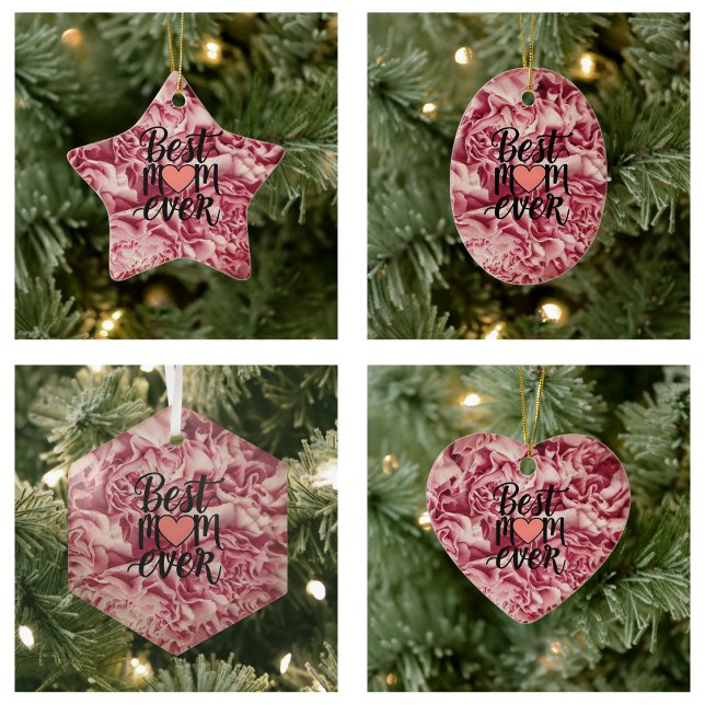 Hübsch rosa Elegante Die beste Mama für alle Zeite Keramik Ornament (Pretty Pink Elegant Best Mom Ever Floral Ornament)