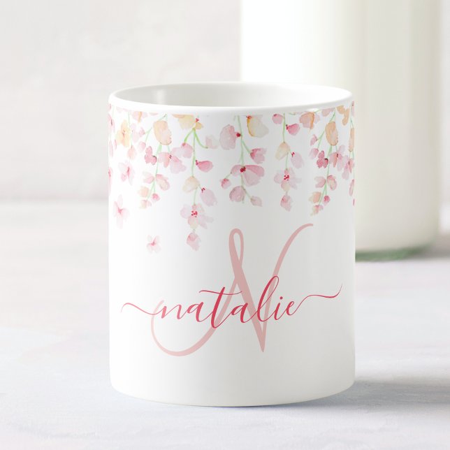 Hübsch rosa Farbe Blütenfarben, benutzerdefinierte Kaffeetasse (Von Creator hochgeladen)