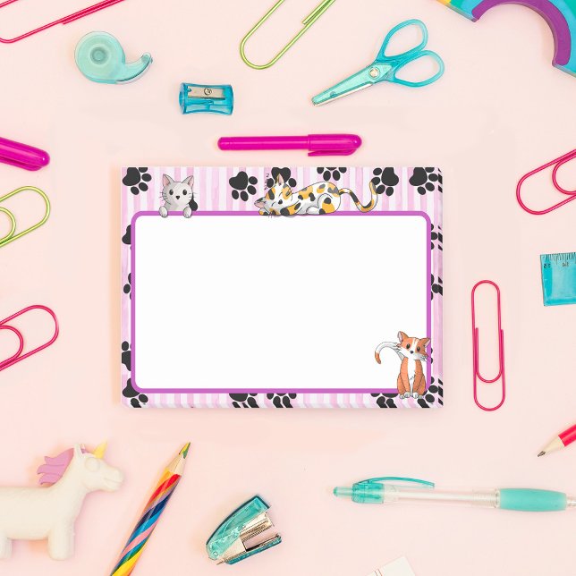 Hübsch rosa Farbe mit Pfoten niedliche Kätzchen 4" Post-it Klebezettel (Von Creator hochgeladen)