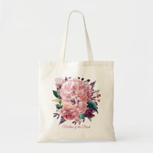 Hübsch rosa Farbflora Benutzerdefinierter Text Tragetasche