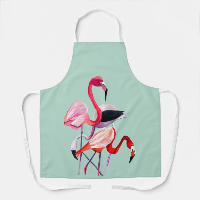 Hübsch rosa Flamingo auf blau Schürze (Vorderseite)