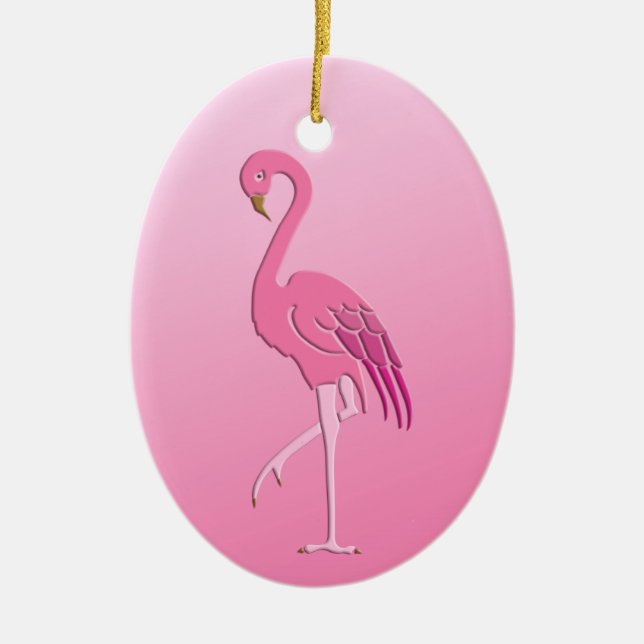 Hübsch rosa Flamingo Fuchsia und blassrosa Keramik Ornament (Vorne)