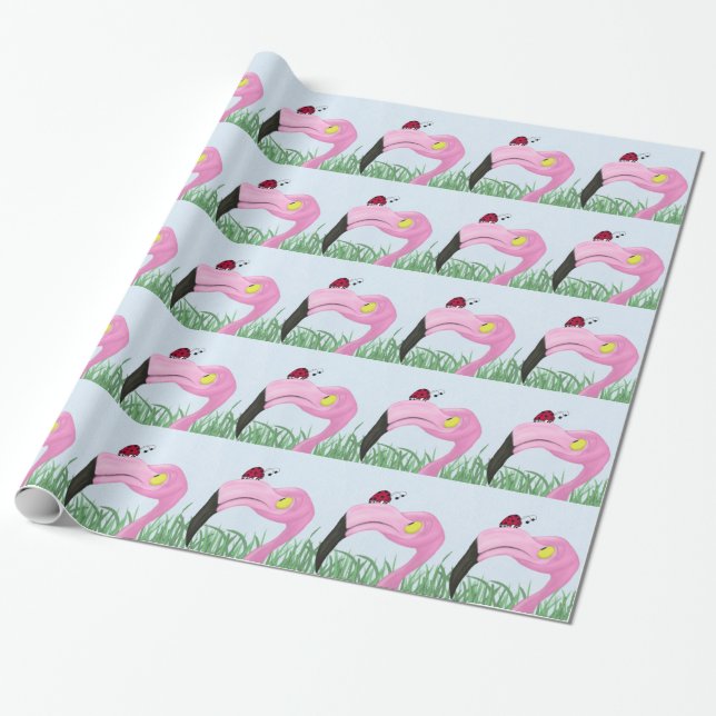 Hübsch rosa Flamingo Geschenkpapier (Ungerollt)