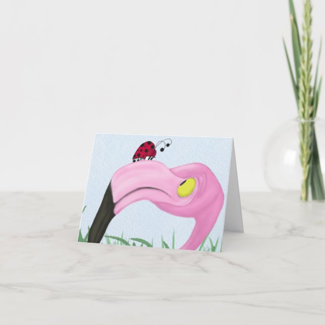 Hübsch rosa Flamingo Karte (Vorderseite)