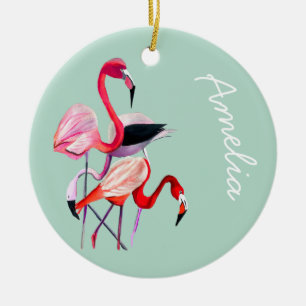 Hübsch rosa Flamingo Keramik Ornament