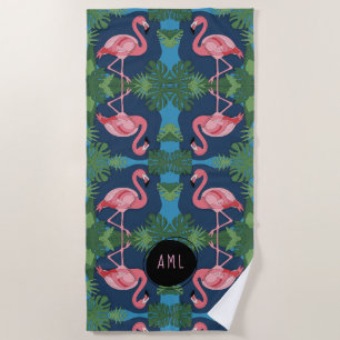 Hübsch rosa Flamingo mit dem Namen Strandtuch