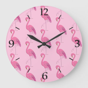 Hübsch rosa Flamingo Muster große Uhr