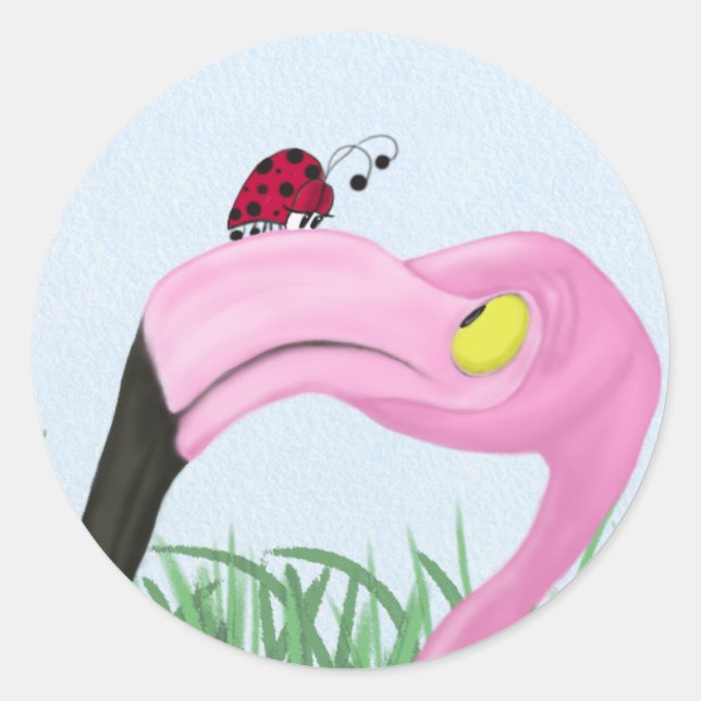Hübsch rosa Flamingo Runder Aufkleber (Vorderseite)