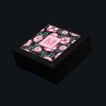 Hübsch rosa Floral Monogram Erinnerungskiste<br><div class="desc">Diese hübsche Geschenkboxen weist einen rosa Blumenmuster-Hintergrund auf. Personalisieren Sie das Monogramm Ihrer Wahl.</div>