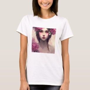 Hübsch-rosa-florale ätherische Frau T-Shirt