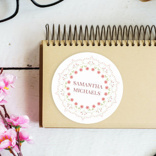 Hübsch rosa florale Mandala Custom Runder Aufkleber