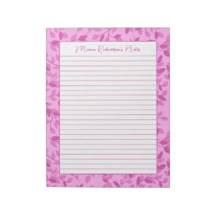Hübsch Rosa Florals Personalisiert 8,5 x 11 Linier Notizblock