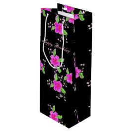 Hübsch rosa Flower Wine Bag Geschenktüte Für Weinflaschen