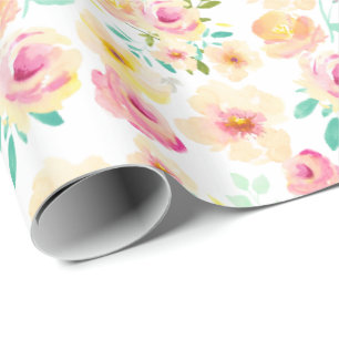 Hübsch-Rosa-Gelbe Blume Geschenkpapier