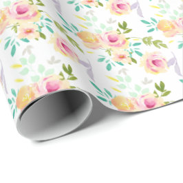 Hübsch rosa gelbe Blumenfarbe Geschenkpapier