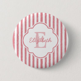 Hübsch rosa gestrichene Streifen Monogramm mit Nam Button