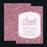 Hübsch rosa Glitzer Süß 16 Einladungen<br><div class="desc">Hübsch rosa Glitzer Sweet 16 Einladungen. Diese Einladungen sind mit rosa Glitzer und einem edlen silberfarbenen Hintergrund gestaltet. Diese funkelnde 16 . Geburtstag-Einladung ist für Teenager gedacht und wird eine fantastische Einführung in Ihren ganz besonderen Tag sein. Weitere koordinierende 16 Party-Vorräte erhalten Sie im Metro-Events Zazzle Shop und unter Metro-Event.com....</div>