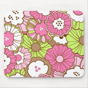 Hübsch rosa grüne Blume Blumenmuster Mousepad