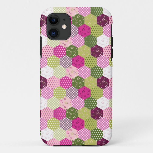 Hübsch rosa grüne Mulberry-Patchwork-Quilt-Design Case-Mate iPhone Hülle (Rückseite)
