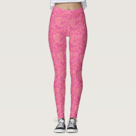 Hübsch rosa, handgezeichnet Herzmuster Leggings