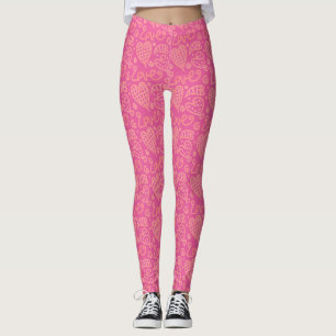 Hübsch rosa, handgezeichnet Herzmuster Leggings