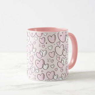 Hübsch rosa Handgezeichnete Blase Herzchen Valenti Tasse