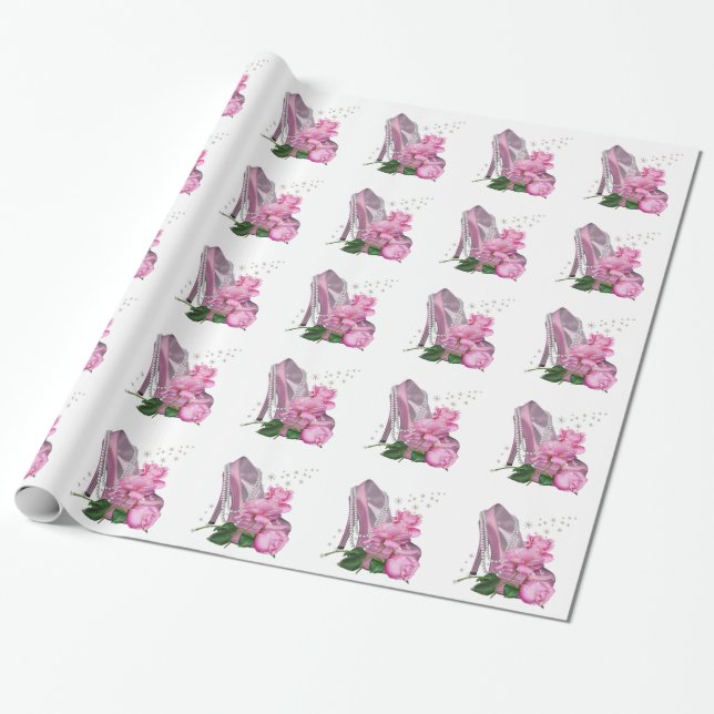 Hübsch-Rosa-Hi-Heel-Rose Geschenkpapier (Ungerollt)